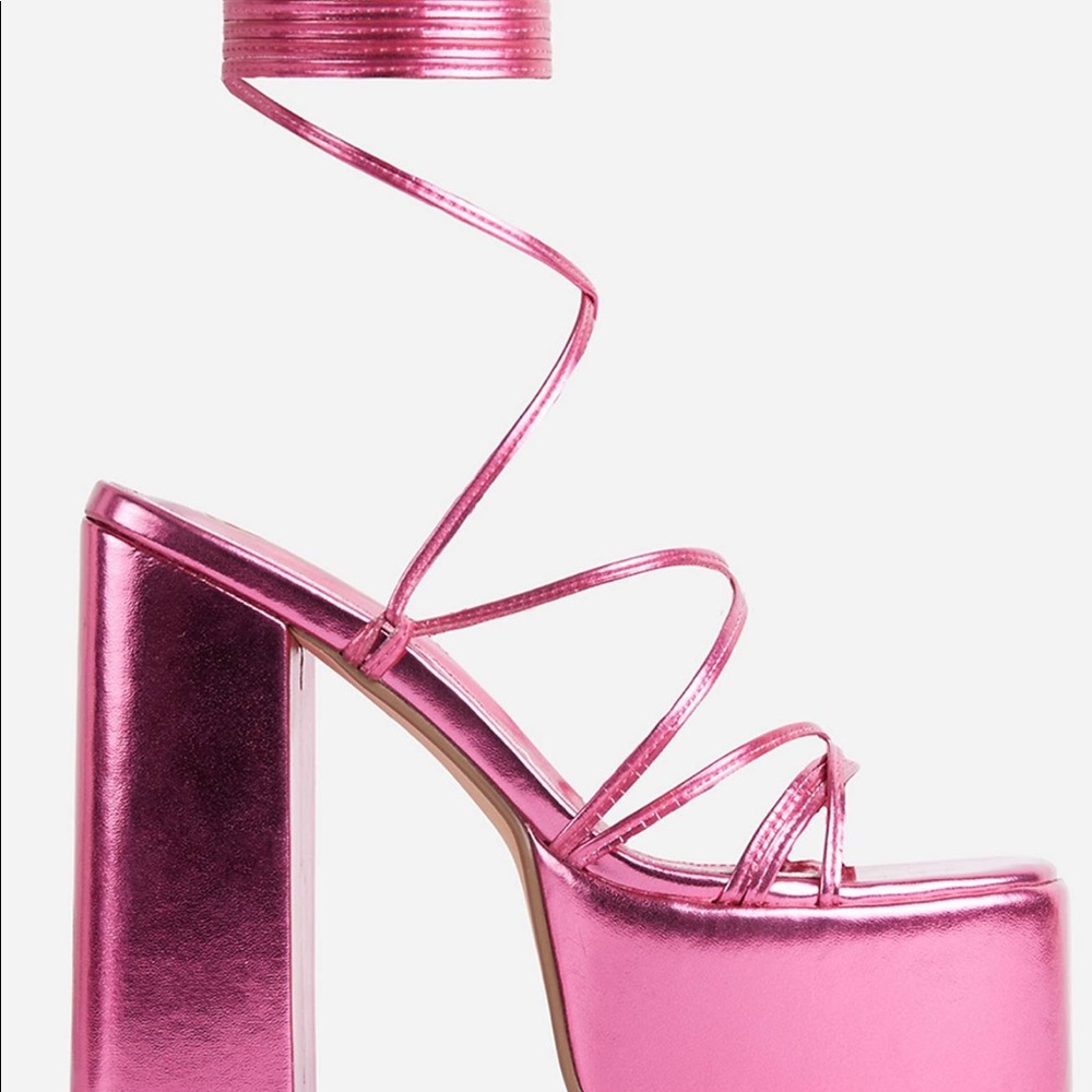 Platform Pink Metallic Wrap Hells - image 2